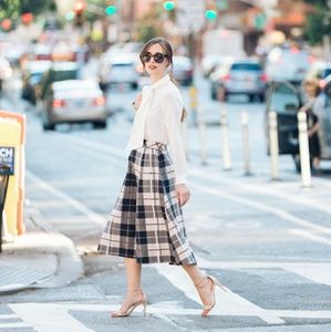 ♠ Kate Spade Woodland Plaid Midi Skirt in Pink